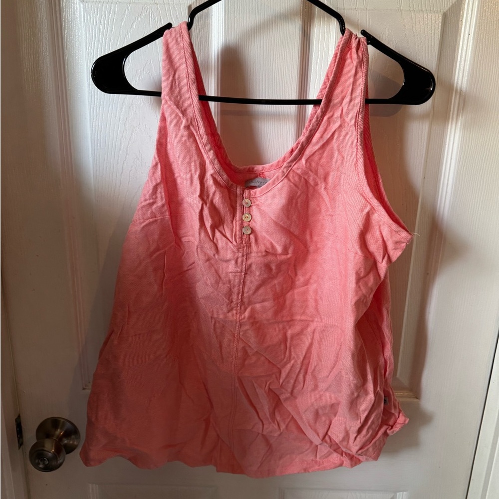 Coral Button-Front Tank Top